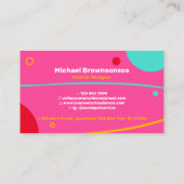 Rosa Blau Grün Gelb Moderne einfache Geometrie Visitenkarte (Rückseite)