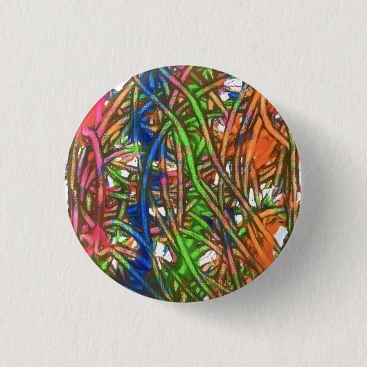 Rosa, Blau, Grün, Orange, Marmorkunst Button (Vorderseite)