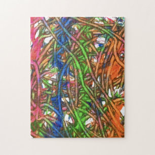 Rosa, Blau, Grün, Orange, Marmorkunst Puzzle
