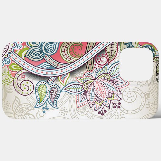 Rosa Blau Grün Taupe Pisley Case-Mate iPhone Hülle (Rückseite (Horizontal))