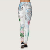 Rosa Blau Grün Weiß Moderne Elegante Abstrakte Kun Leggings (Rückseite)
