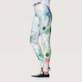 Rosa Blau Grün Weiß Moderne Elegante Abstrakte Kun Leggings (Links)