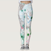 Rosa Blau Grün Weiß Moderne Elegante Abstrakte Kun Leggings (Vorderseite)