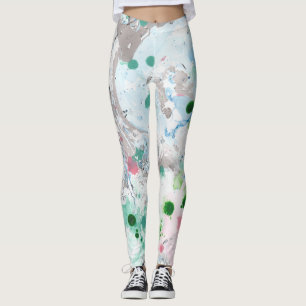 Rosa Blau Grün Weiß Moderne Elegante Abstrakte Kun Leggings
