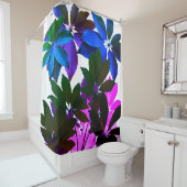 Rosa, blau, grüne Blätter Duschvorhang (Beispiel)
