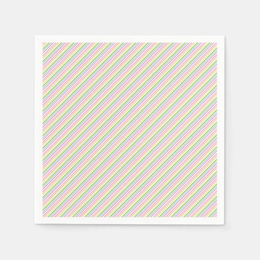 Rosa Blau Grüne Lila Streifen Leere Serviette (Vorderseite)