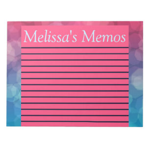 Rosa/blau hell und blubbly Liner großes Memo Pad Notizblock