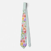 Rosa Blau Hellgrün Blühende Hochzeit Neck Tie Krawatte (Vorderseite)