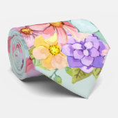 Rosa Blau Hellgrün Blühende Hochzeit Neck Tie Krawatte (Gerollt)