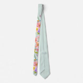 Rosa Blau Hellgrün Blühende Hochzeit Neck Tie Krawatte (Rückseite)