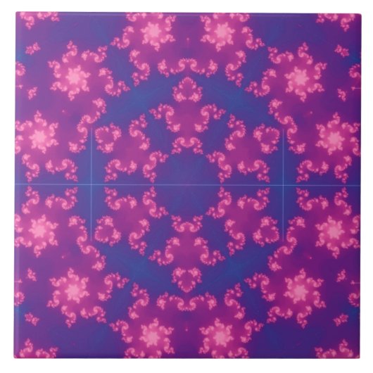 Rosa & Blau Kaleidoskop Gradient Snowflake Fliese (Vorderseite)