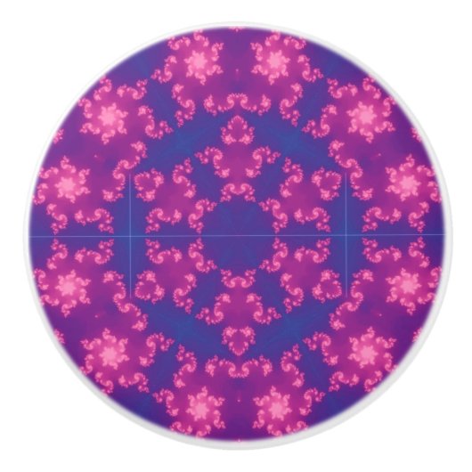Rosa & Blau Kaleidoskop Gradient Snowflake Keramikknauf (Vorderseite)
