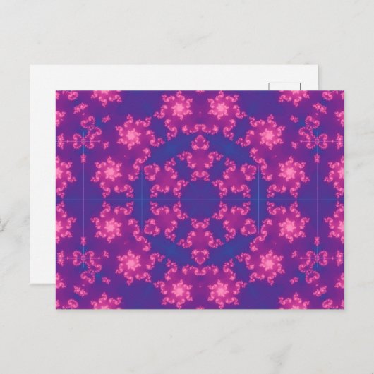 Rosa & Blau Kaleidoskop Gradient Snowflake Postkarte (Vorne/Hinten)
