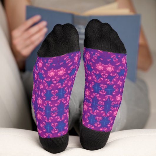 Rosa & Blau Kaleidoskop Gradient Snowflake Socken (Unterseite)