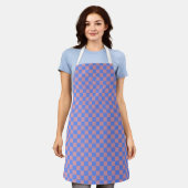 Rosa Blau Karo Gingham-Muster Schürze (Getragen)