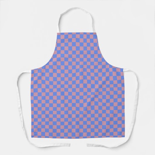 Rosa Blau Karo Gingham-Muster Schürze (Vorderseite)