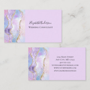 Rosa Blau Lila Achat Glitter Trend Mädchenstyle Visitenkarte