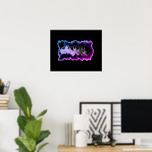 Rosa Blau lila Aquarellbilder Muster Poster (Heimbüro)