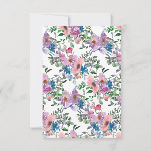 Rosa Blau Lila blühender Abschluss Rett Einladung (Rückseite)