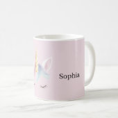 Rosa Blau Lila Einhorn Kaffeetasse (VorderseiteRechts)