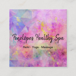 Rosa Blau Lila Gold Abstrakt Quadratische Visitenkarte