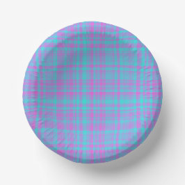 Rosa Blau Lila Karomuster Pappteller