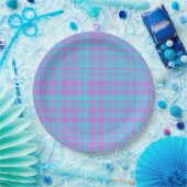 Rosa Blau Lila Karomuster Pappteller (Party)