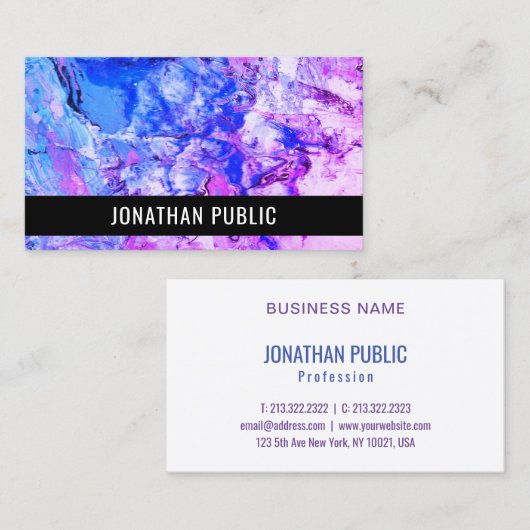 Rosa Blau Lila Moderne Abstrakte Kunst, Dichtung u Visitenkarte (Vorne/Hinten)