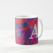 Rosa Blau Lila Moderne farbenfrohe Tropfen Kaffeetasse (VorderseiteRechts)