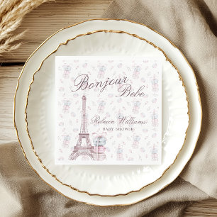 Rosa Blau Macaron Bonjour Bebe Paris Babyparty Serviette