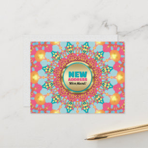 Rosa Blau Mandala Wir sind umgezogen Neue Adresse Ankündigungspostkarte