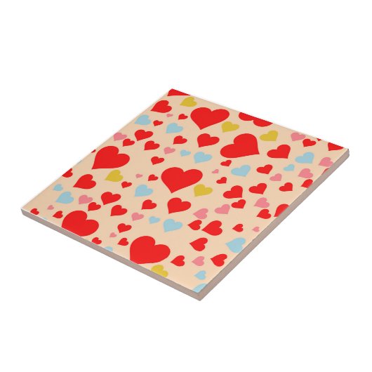 Rosa Blau Niedliches Herz Y2K Muster Fliese (Seite)