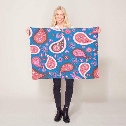 Rosa Blau Paisley-Decke Fleecedecke (Beispiel)