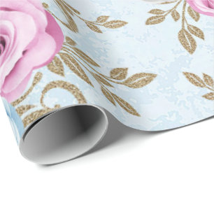 Rosa Blau Rose Gold Damask Antonietta Geschenkpapier