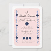 Rosa Blau Rose Hütte Brautparty Einladung (Vorderseite)