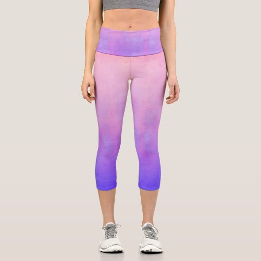 Rosa Blau rustikale ombre Capri Leggings (Vorderseite)