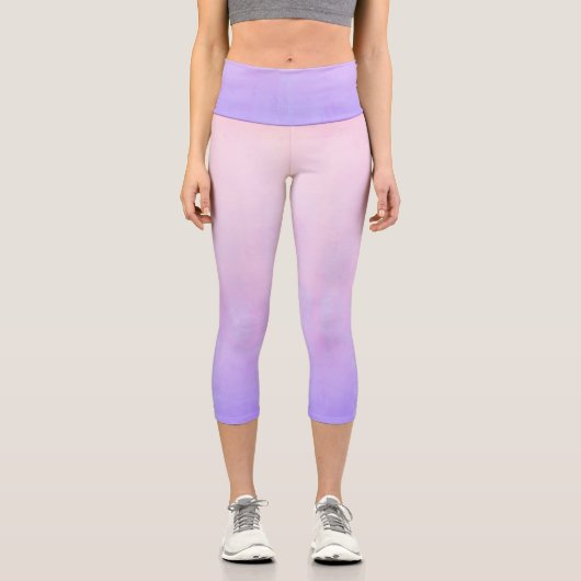 Rosa Blau rustikale ombre Capri Leggings (Vorderseite)