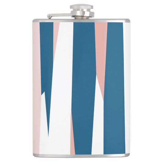 Rosa Blau und Abstrakt weiß Flachmann (Vorderseite)