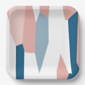 Rosa Blau und Abstrakt weiß Pappteller (Vorderseite)