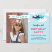 Rosa, Blau und Aquamarines Foto Einladung (Vorderseite)