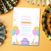 rosa blau und gelb lebendig, farbenfroh quinceañer einladung