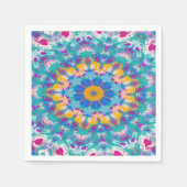 Rosa, Blau und Gelb Mandala Serviette (Vorderseite)