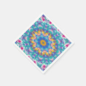 Rosa, Blau und Gelb Mandala Serviette (Ecke)