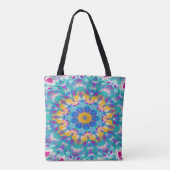 Rosa, Blau und Gelb Mandala Tasche (Rückseite)