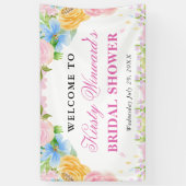Rosa, Blau und Gelb Sommer Blume Brautparty Banner (Vertikal)