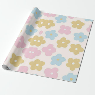 Rosa Blau und Gelb Spielereihe Floral Geschenkpapier