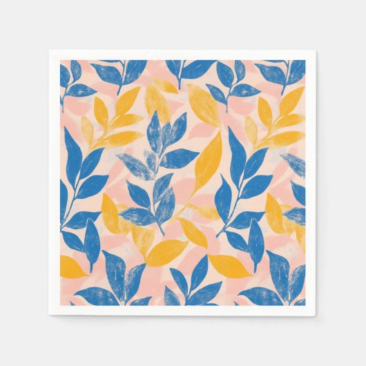 Rosa, Blau und Gelblithographie Blumenzehen Serviette (Vorderseite)