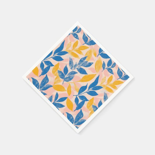 Rosa, Blau und Gelblithographie Blumenzehen Serviette (Ecke)