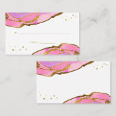 Rosa Blau und Gold Geode | Escort-Karte Platzkarte (Vorne/Hinten)