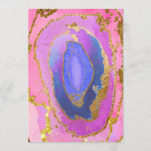 Rosa Blau und Gold Geode | Hochzeit Menükarte (Rückseite)